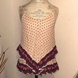 Vintage flowy spaghetti strap top pink mauve Small​